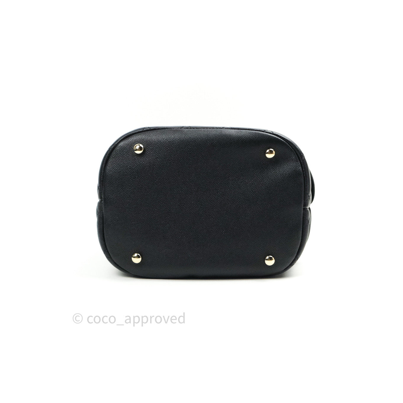 Chanel Caviar Quilted Rolled Up Bucket Drawstring Bag Black Gold Hardware