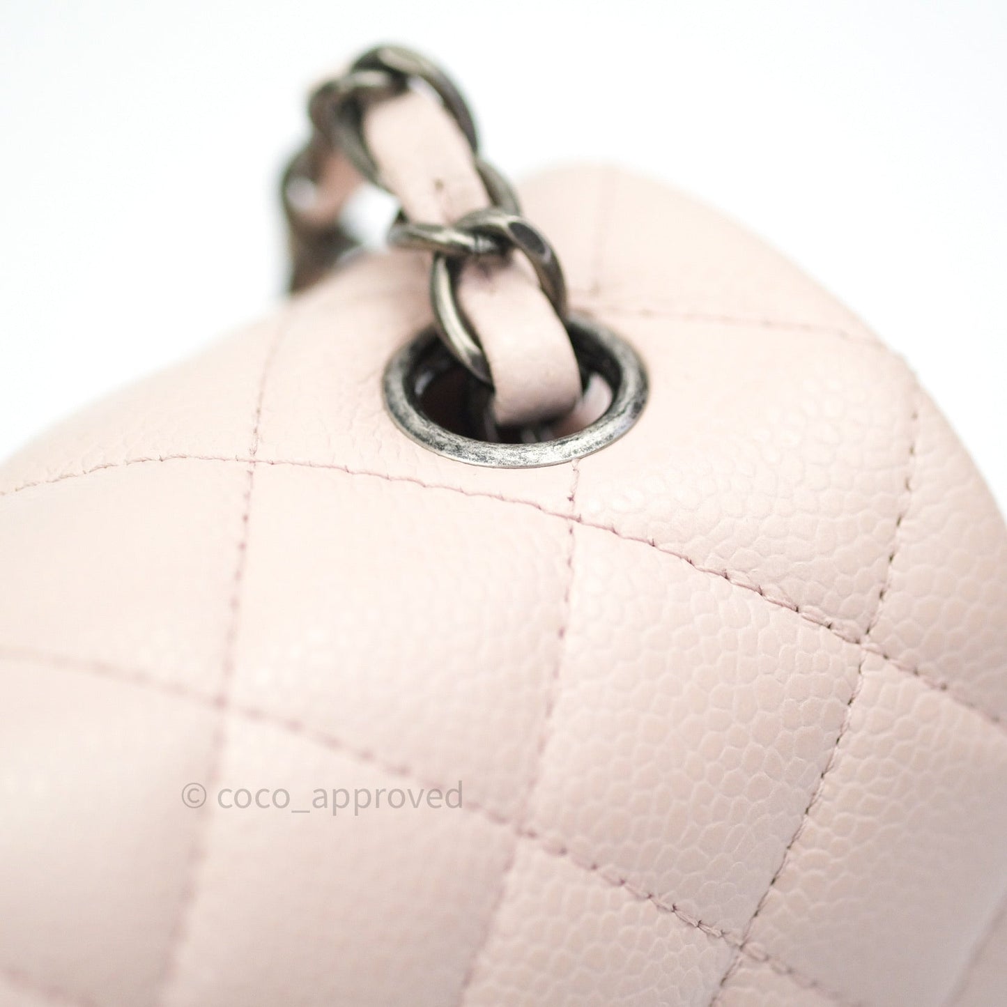Chanel Quilted Mini Rectangular Sakura Pink Caviar Ruthenium Hardware