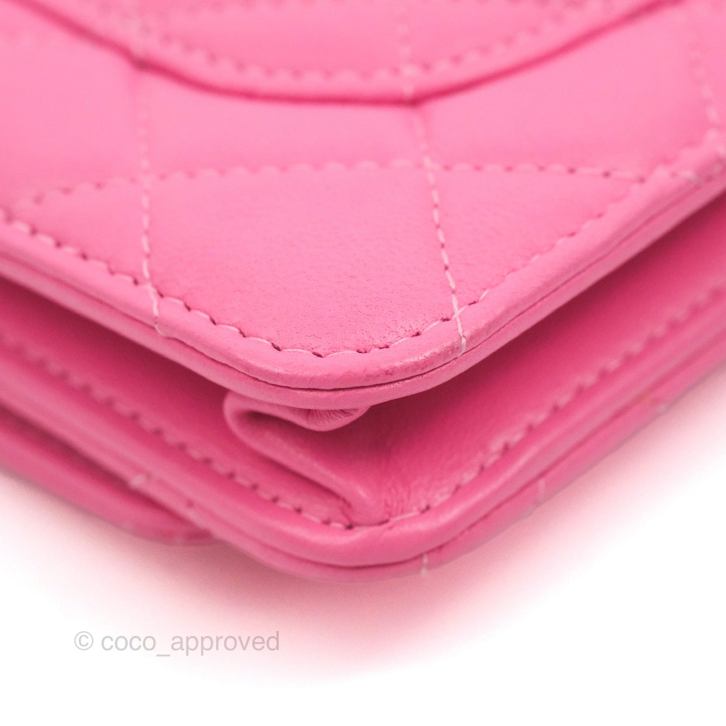 Chanel Quilted Pearl Crush Wallet on Chain WOC Pink Lambskin Aged Gold Hardware