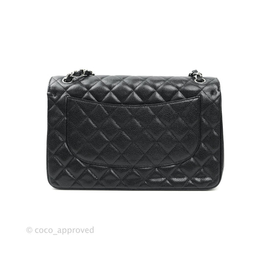 Chanel Jumbo Double Flap Black Caviar Silver Hardware⁣⁣