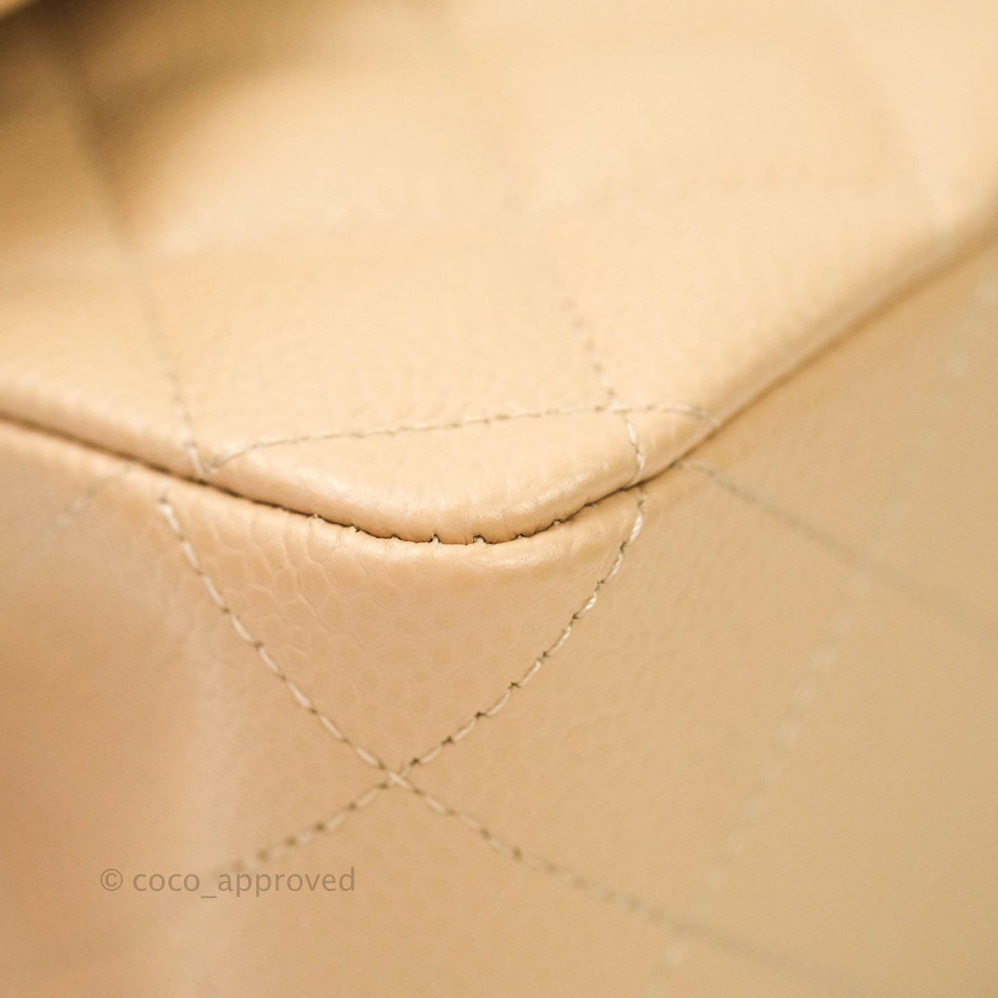 Chanel Classic M/L Medium Double Flap Bag Beige Caviar Gold Hardware
