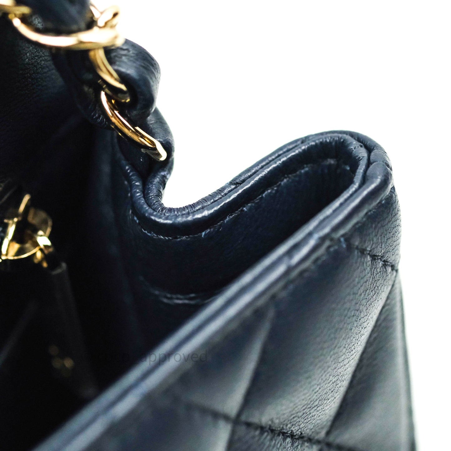 Chanel Mini Square Navy Lambskin Gold Hardware