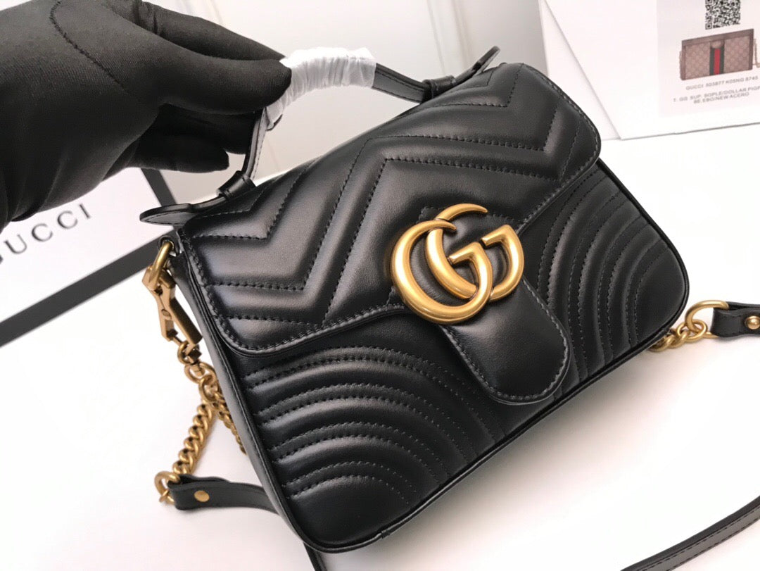 Luxury Gucci GG Marmont Mini Top Handle Bag