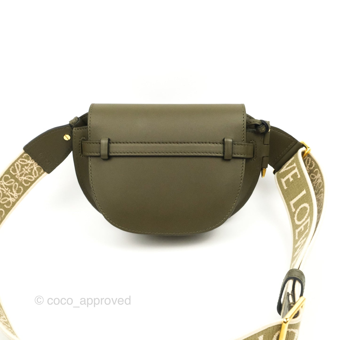 Loewe Mini Gate Bag in Soft Calfskin & Jacquard Strap Autumn Green