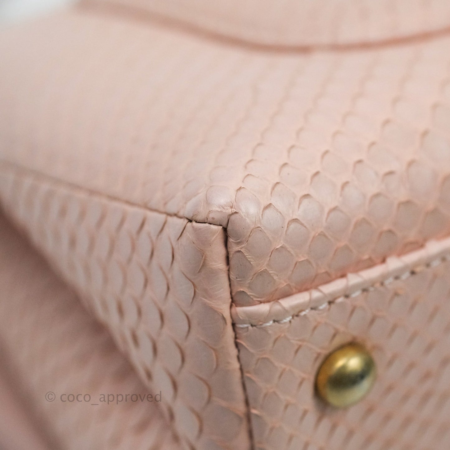 Chanel Quilted Mini Coco Handle Baby Pink Python Gold Hardware