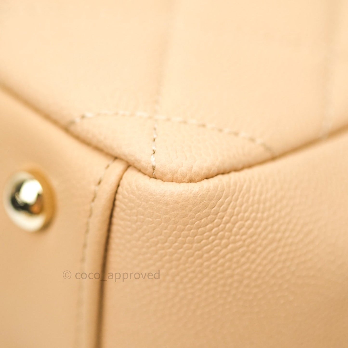 Chanel Quilted Small Business Affinity Flap Beige Caviar Light Gold Hardware