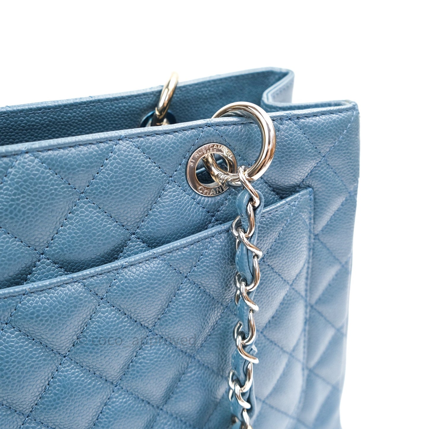 Chanel GST Grand Shopping Tote Blue Caviar Silver Hardware