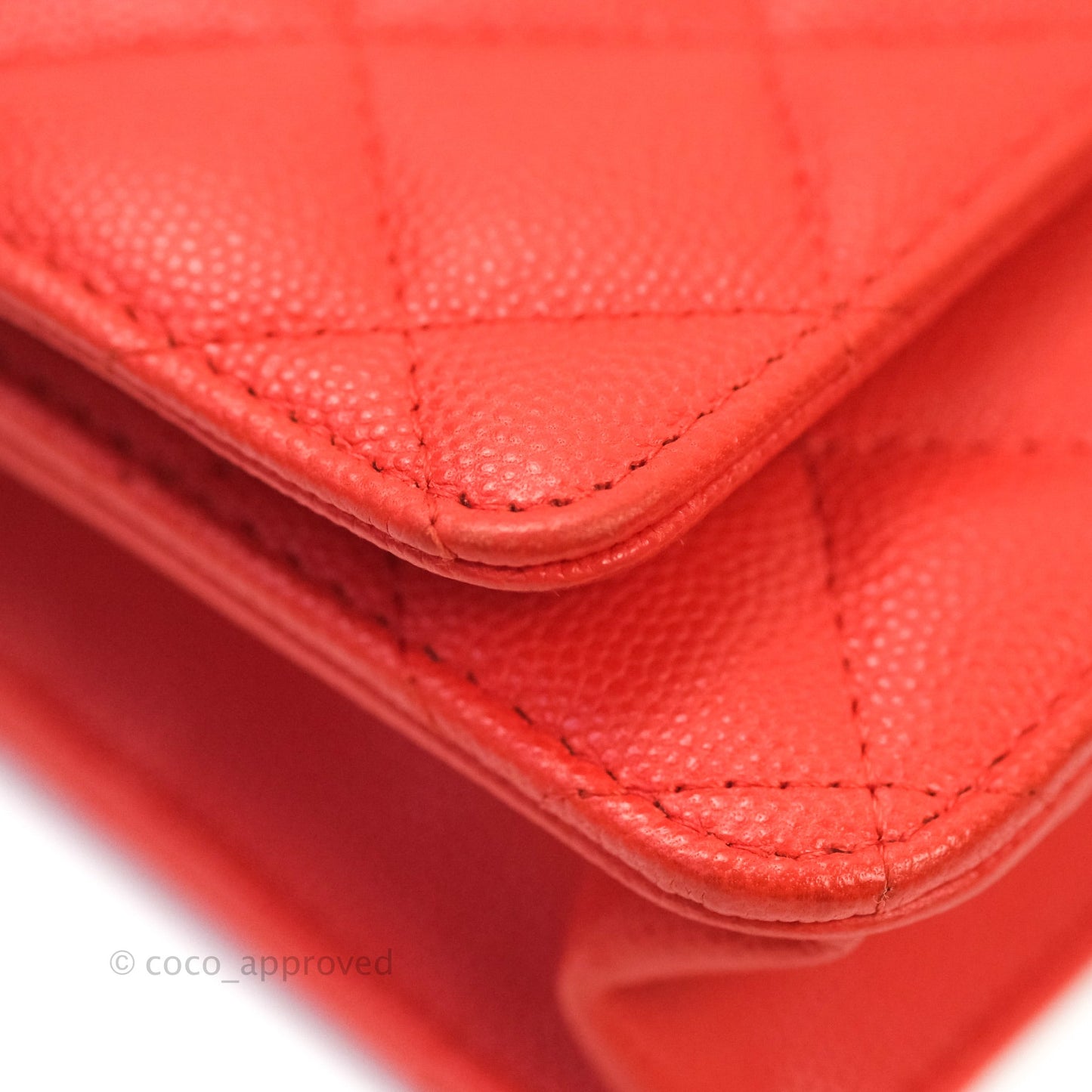 Chanel Quilted Wallet on Chain WOC Red Caviar Gold Hardware