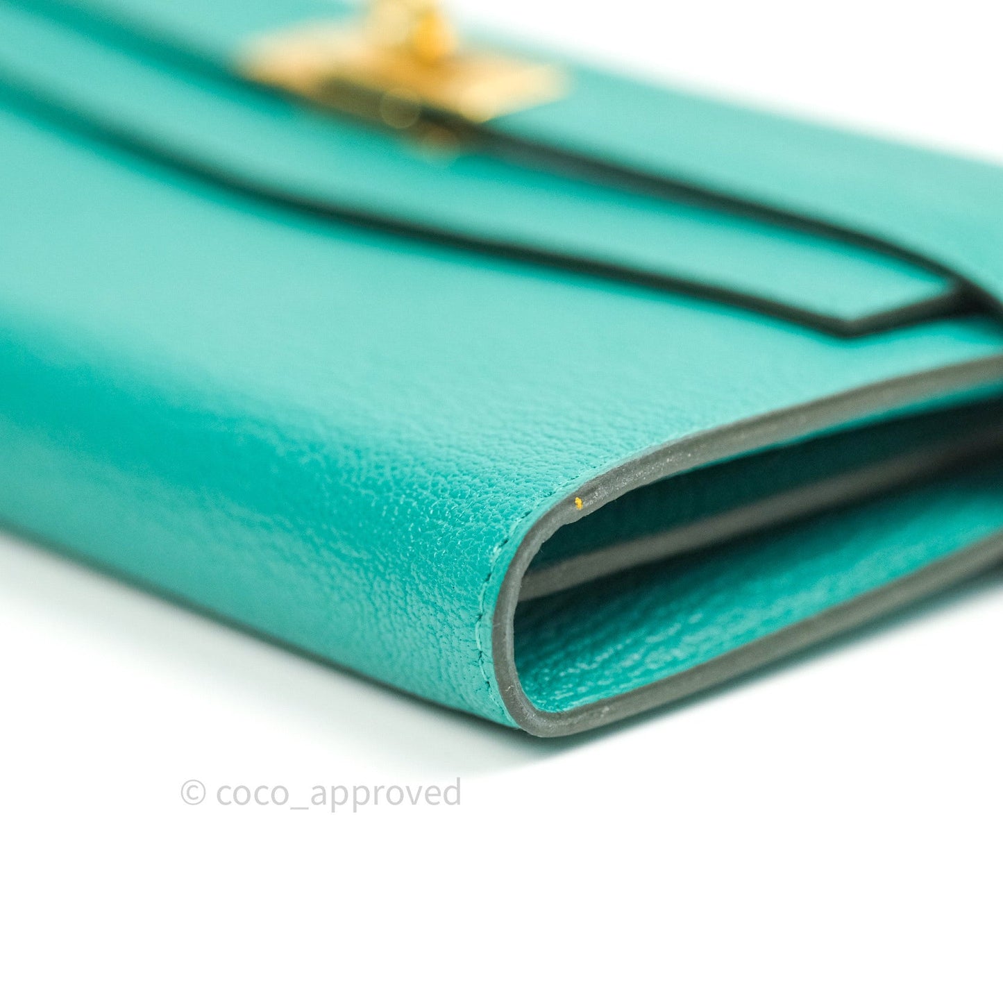 Hermès Chevre Mysore Kelly Wallet Vert Verone Gold Hardware