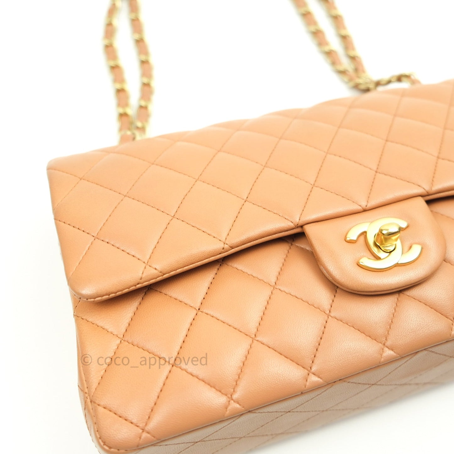 Chanel Classic M/L Beige Lambskin Gold Hardware
