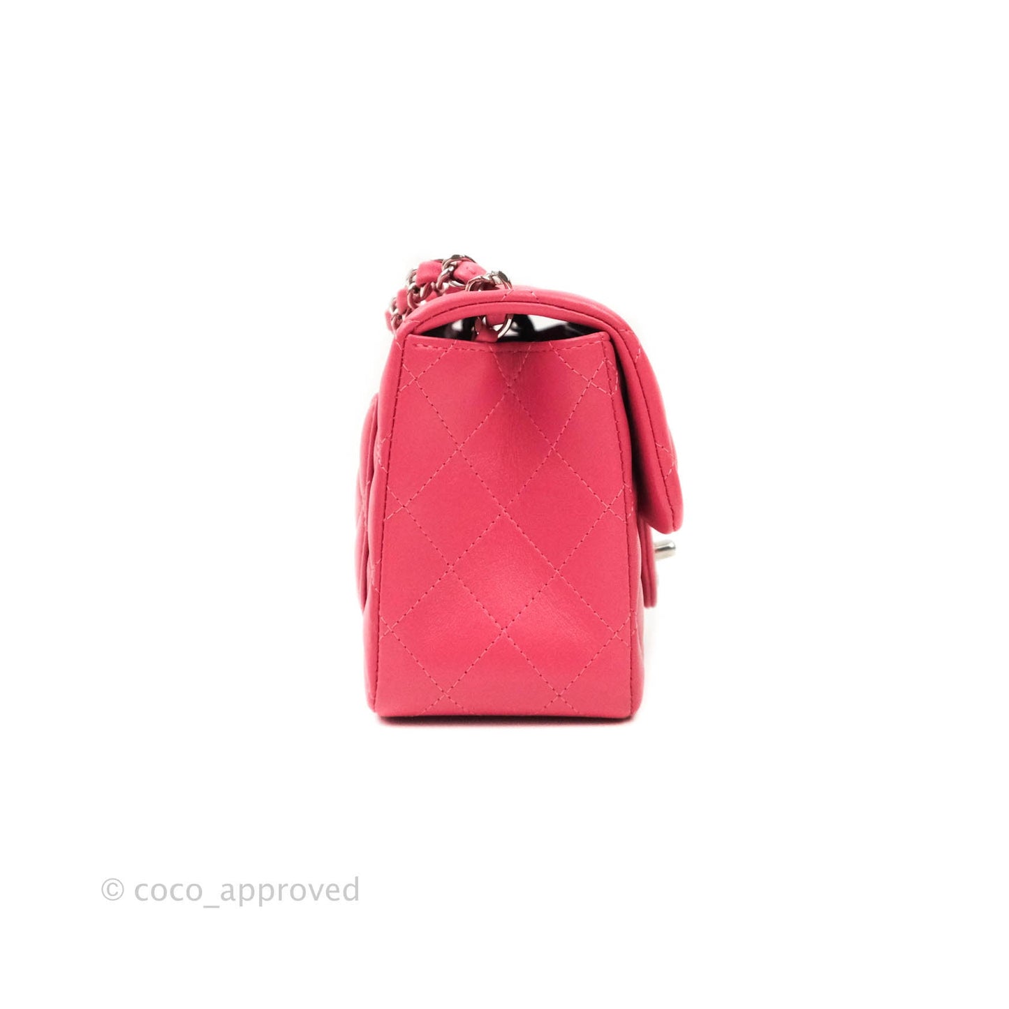 Chanel Mini Square Pink Lambskin Silver Hardware