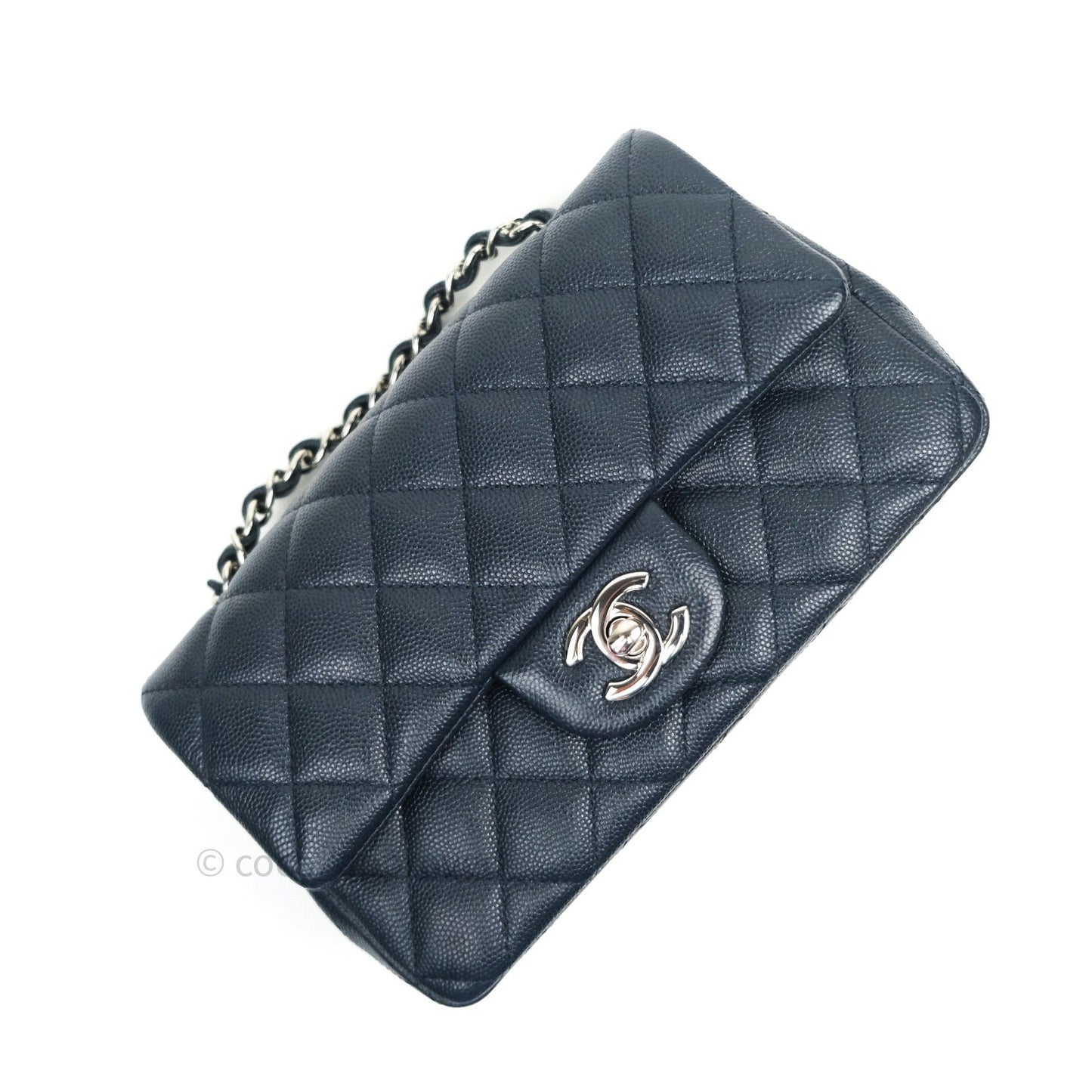 Chanel Quilted Mini Rectangular Navy Caviar Silver Hardware