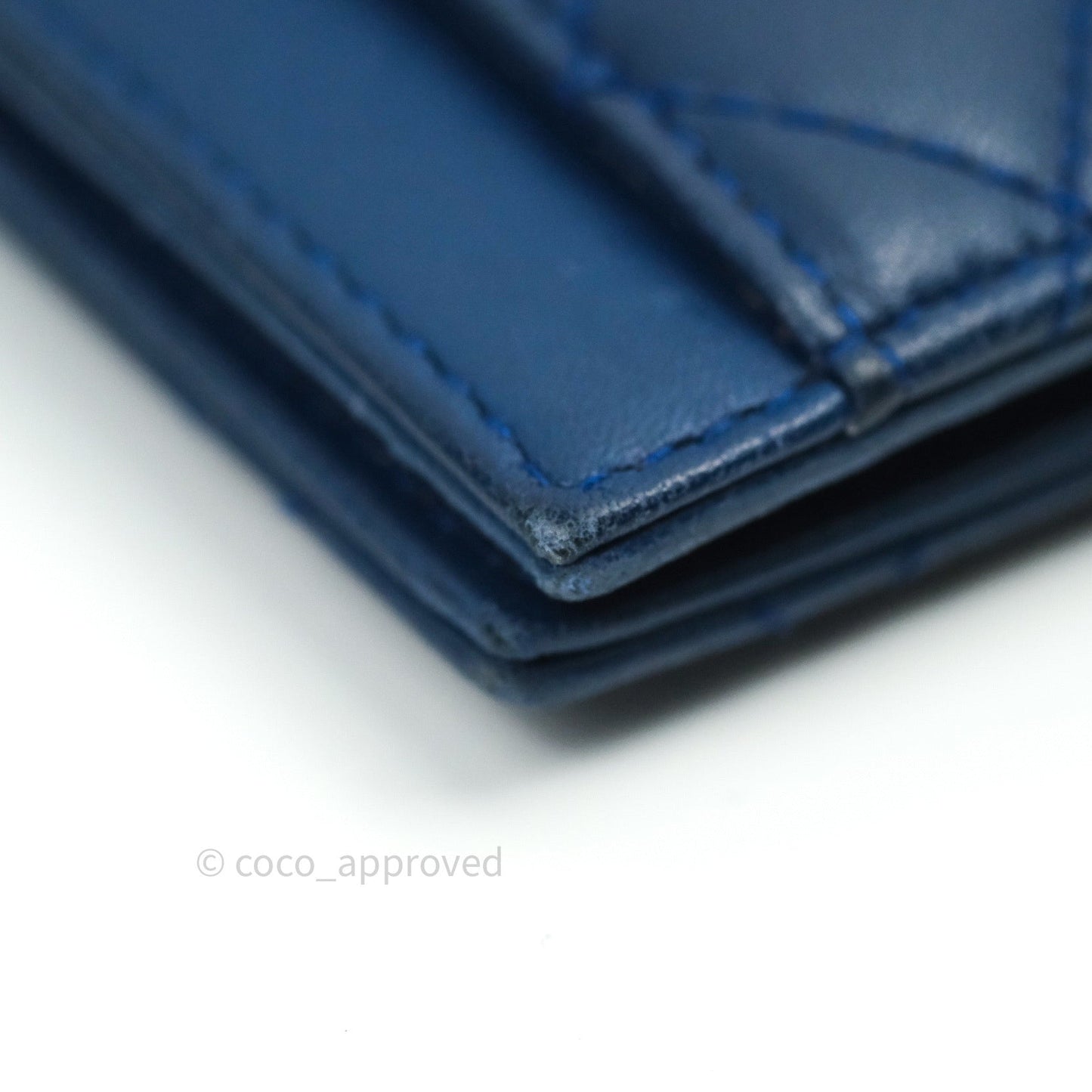 Chanel Blue Card Holder Lambskin Silver Hardware