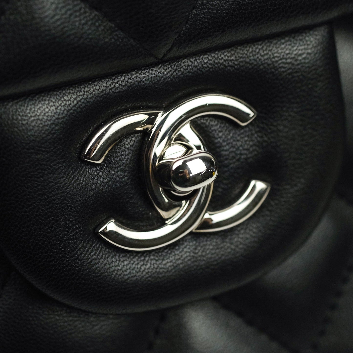 Chanel Classic Jumbo Double Flap Black Lambskin Silver Hardware⁣⁣