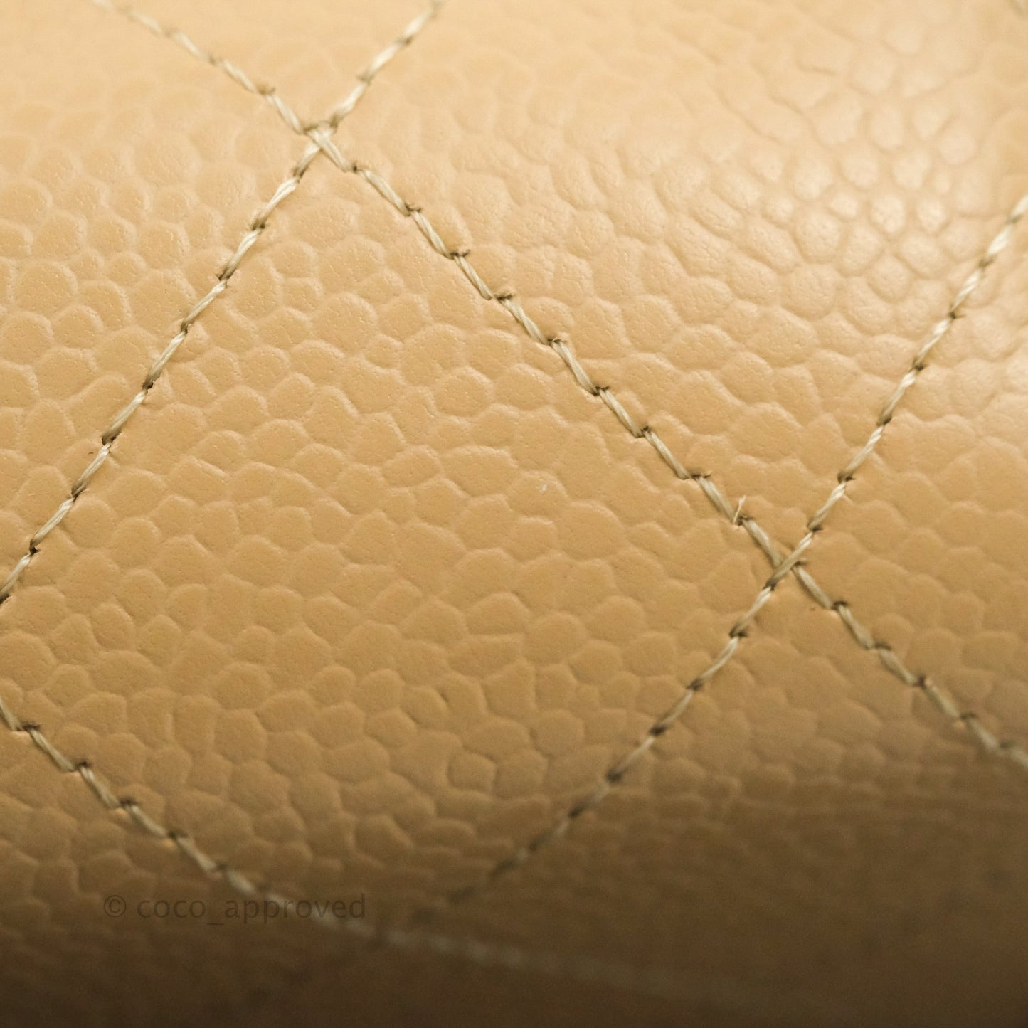 Chanel Classic M/L Medium Flap Quilted Beige Caviar Gold Hardware
