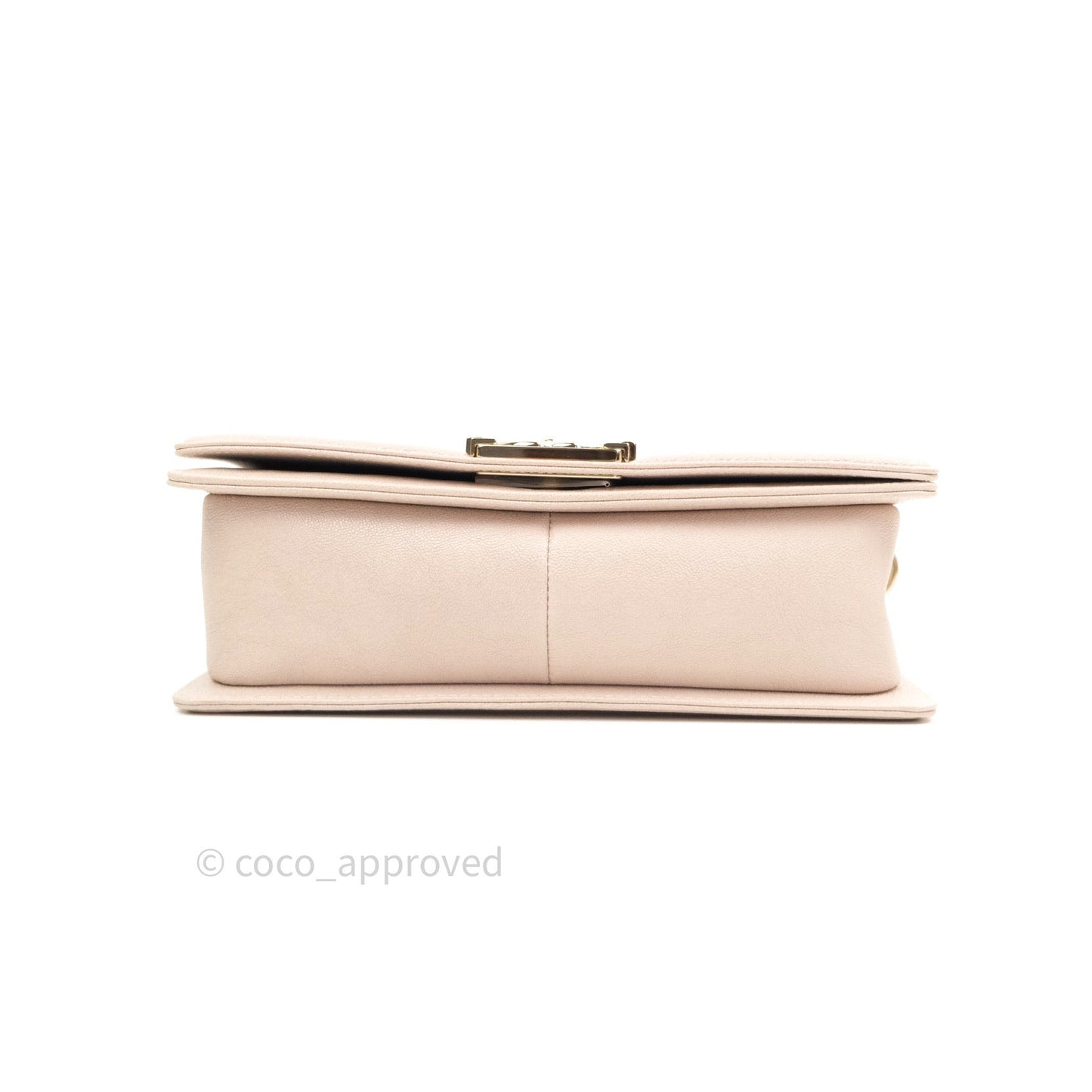 Chanel Quilted Medium Caviar Boy Flap Light Beige Light Gold Hardware