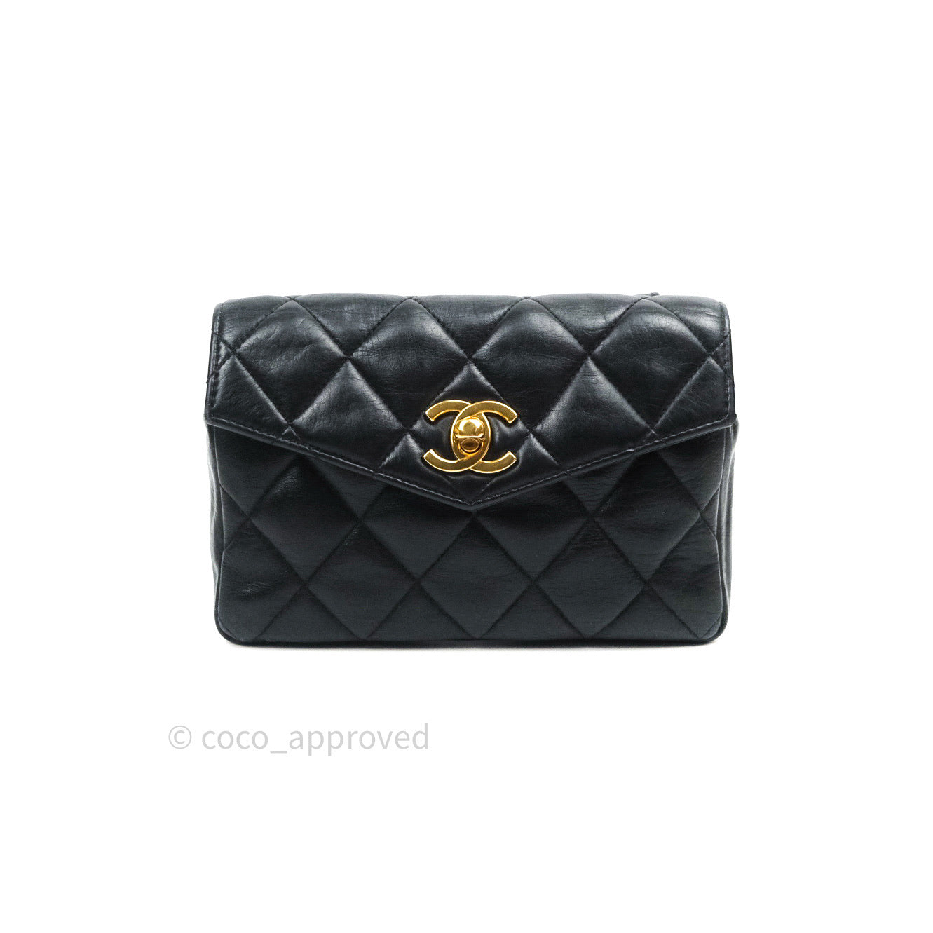 Chanel Quilted Belt Bag Black Lambskin 24K Gold Hardware