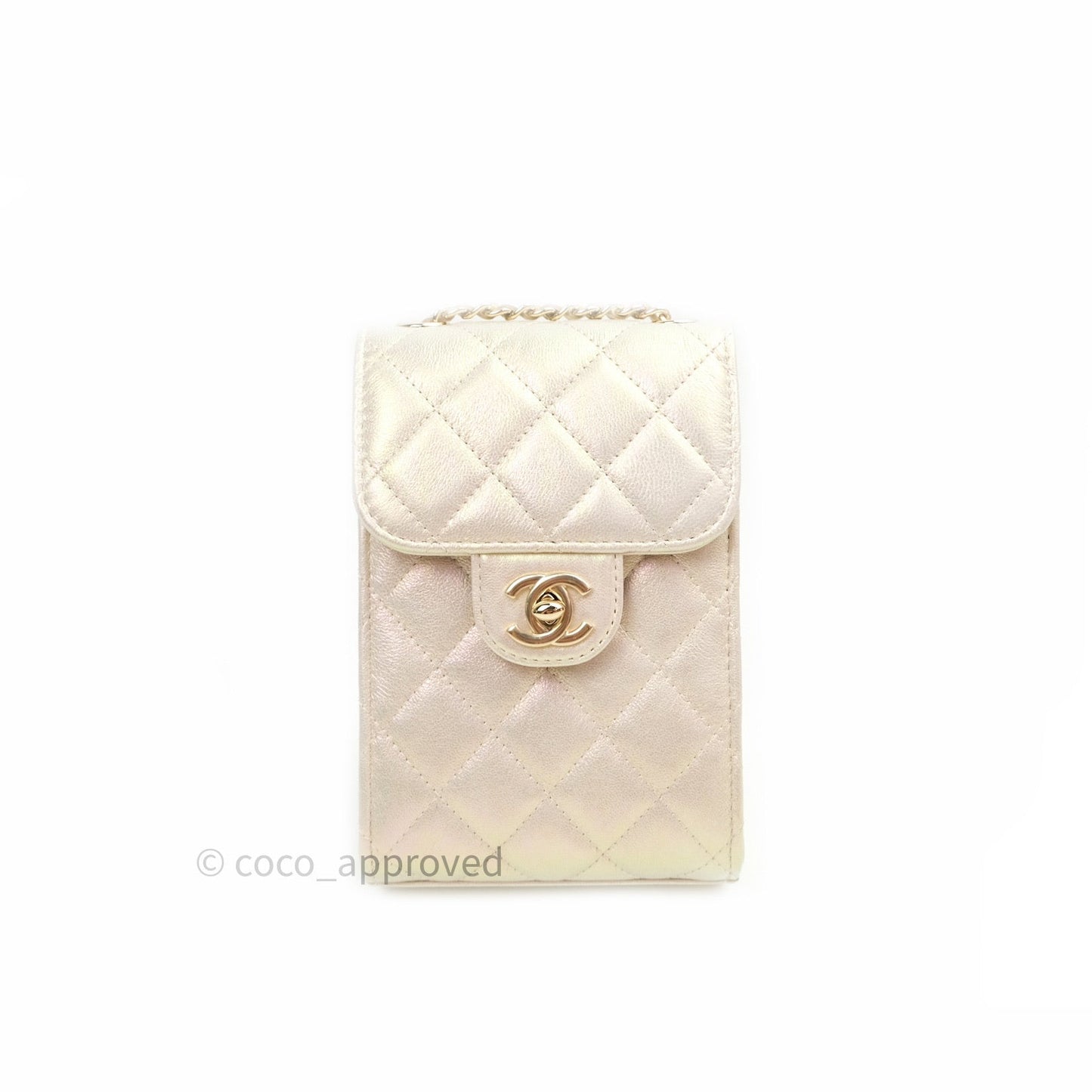 Chanel Classic Ivory Iridescent Gold Hardware Phone Holder