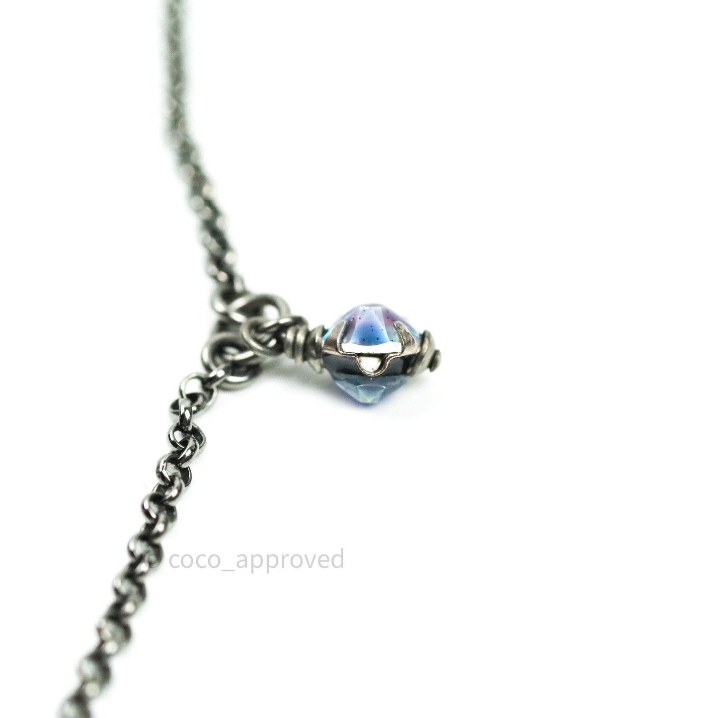 Chanel Ruthenium Crystal CC Necklace Iridescent Purple