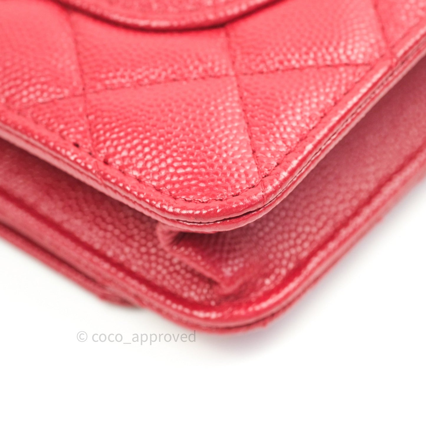 Chanel Quilted Wallet on Chain WOC Red Caviar Gold Hardware 17B