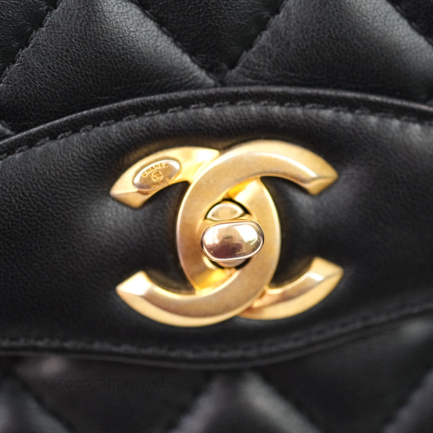 Chanel Coco Vintage Flap Small Bag Black Lambskin Gold Hardware