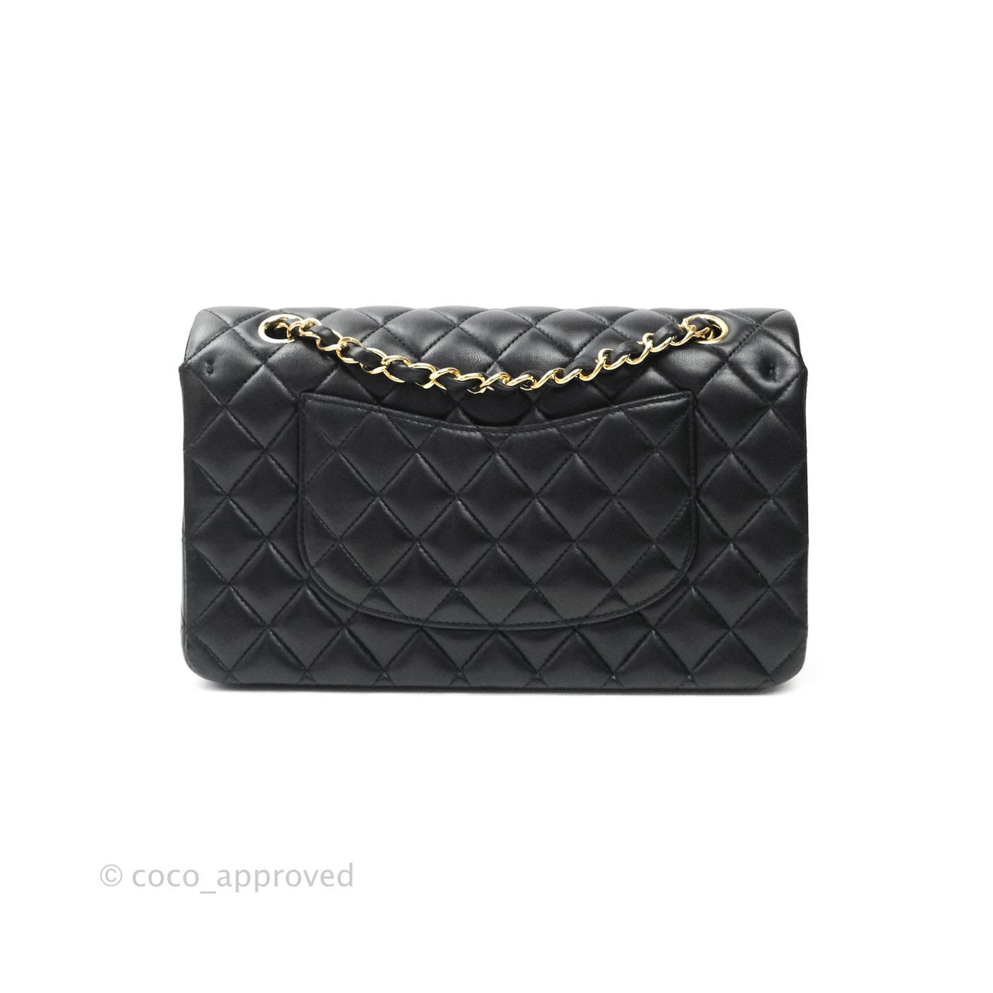 Chanel Classic M/L Medium Double Flap Bag Black Lambskin Gold Hardware