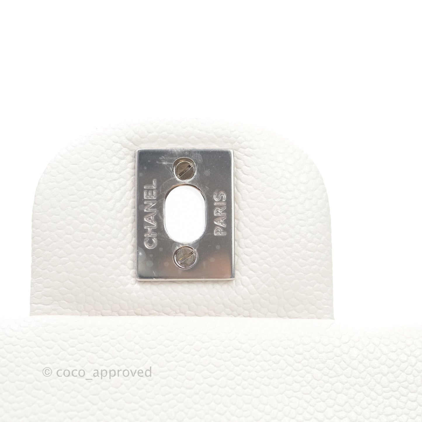 Chanel Classic Small S/M Flap White Caviar Silver Hardware