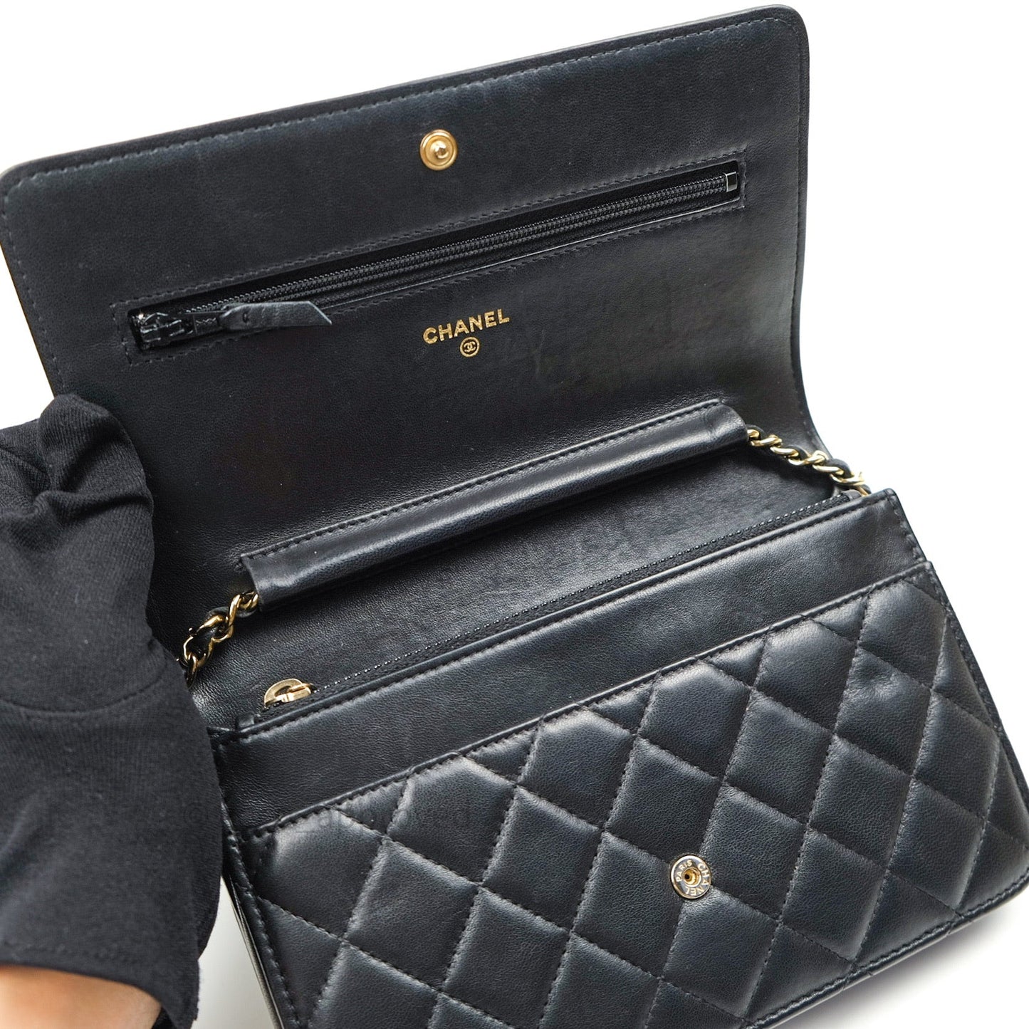 Chanel Boy Wallet on Chain WOC Black Lambskin Gold Hardware