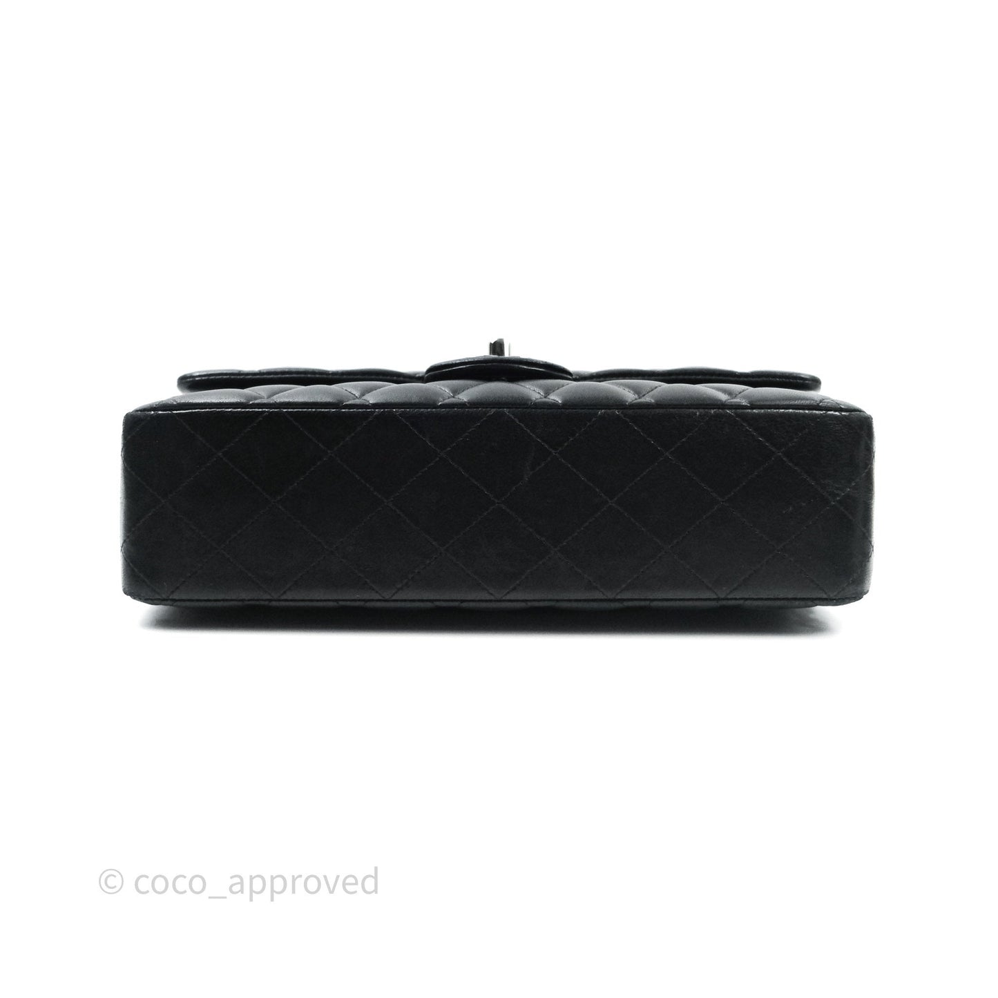 Chanel Classic M/L Medium Double Flap Black Lambskin Silver Hardware