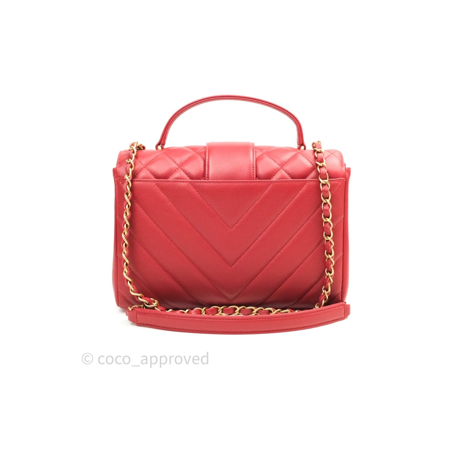 Chanel Quilted Chevron In The City Bag Red Calfskin Gold Hardware