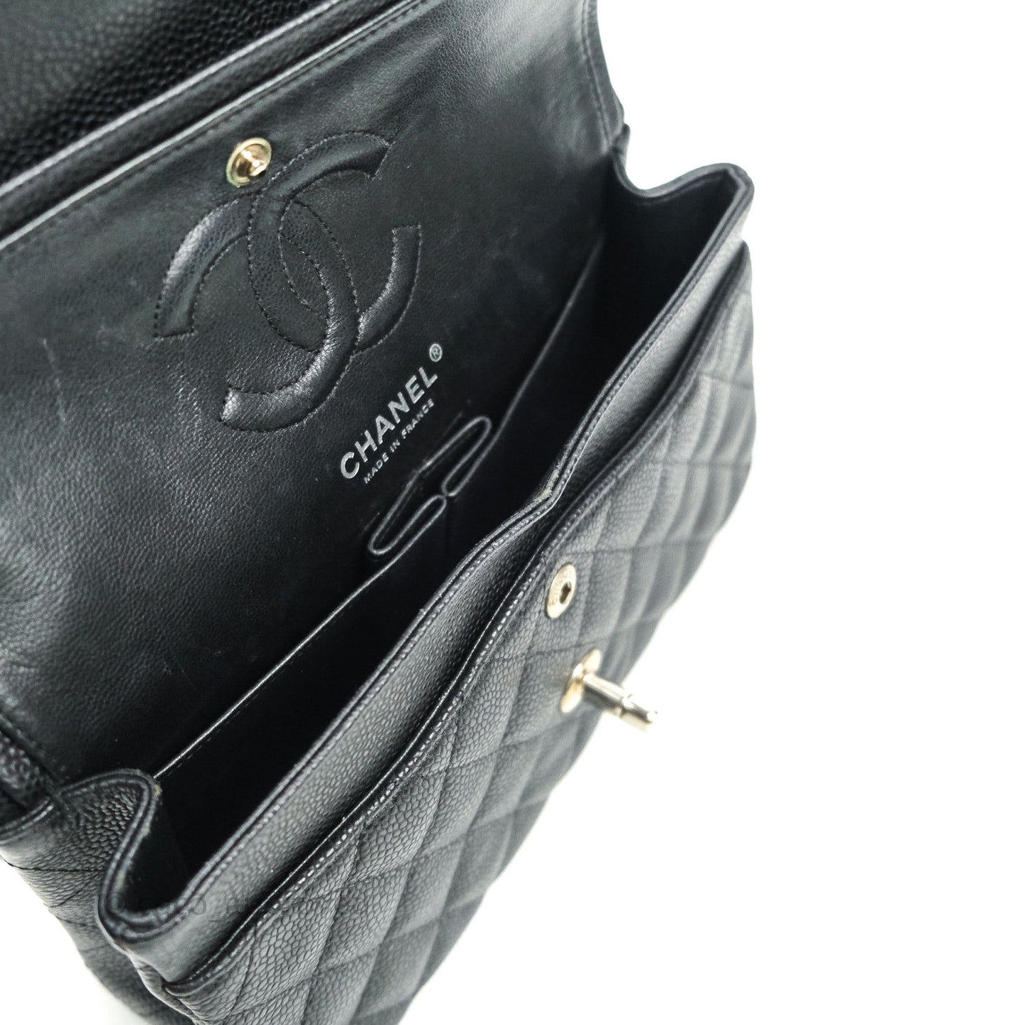 Chanel Classic Small S/M Flap Black Caviar Silver Hardware