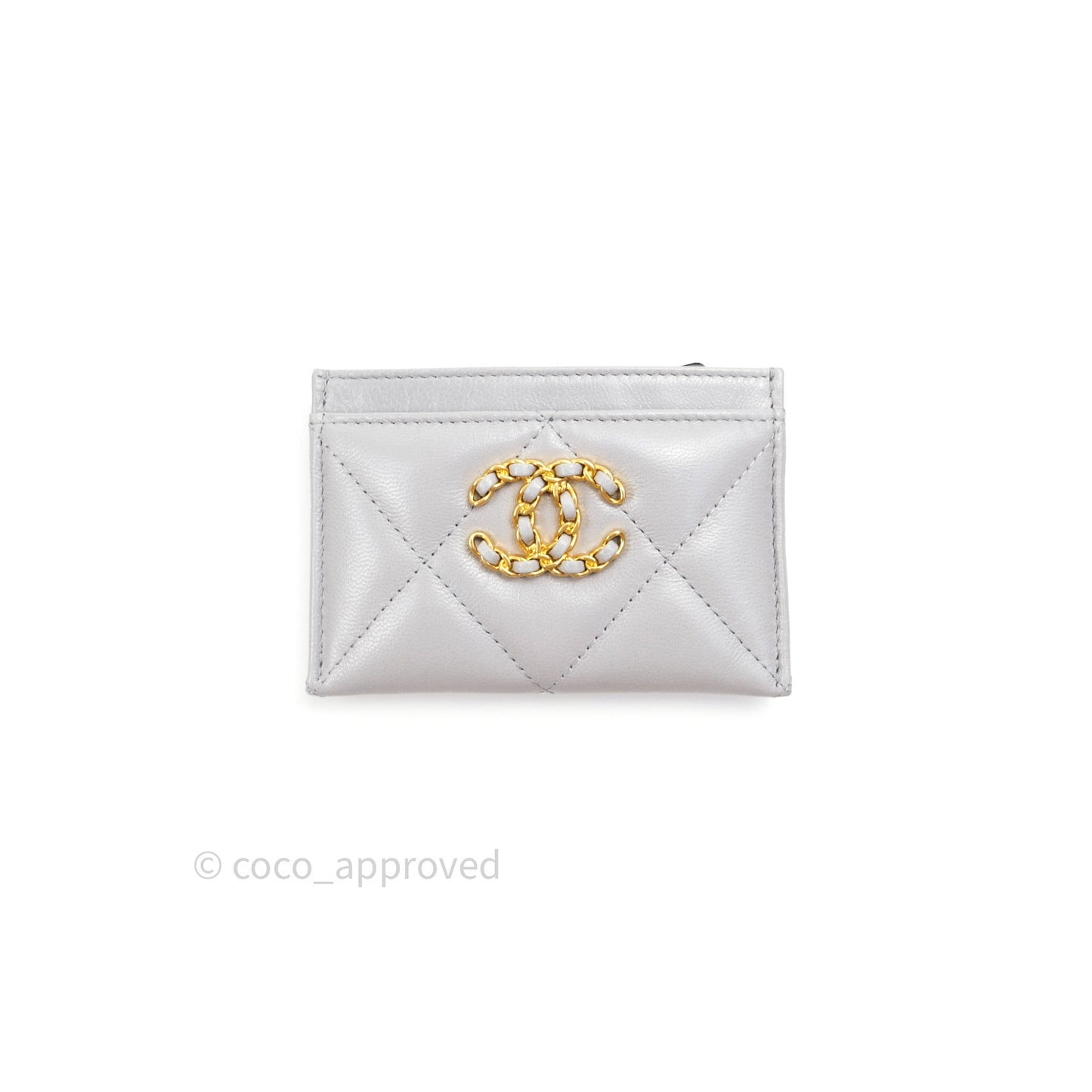 Chanel 19 Quilted Grey Flat Card Holder