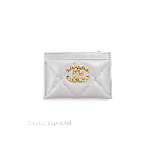 Chanel 19 Quilted Grey Flat Card Holder