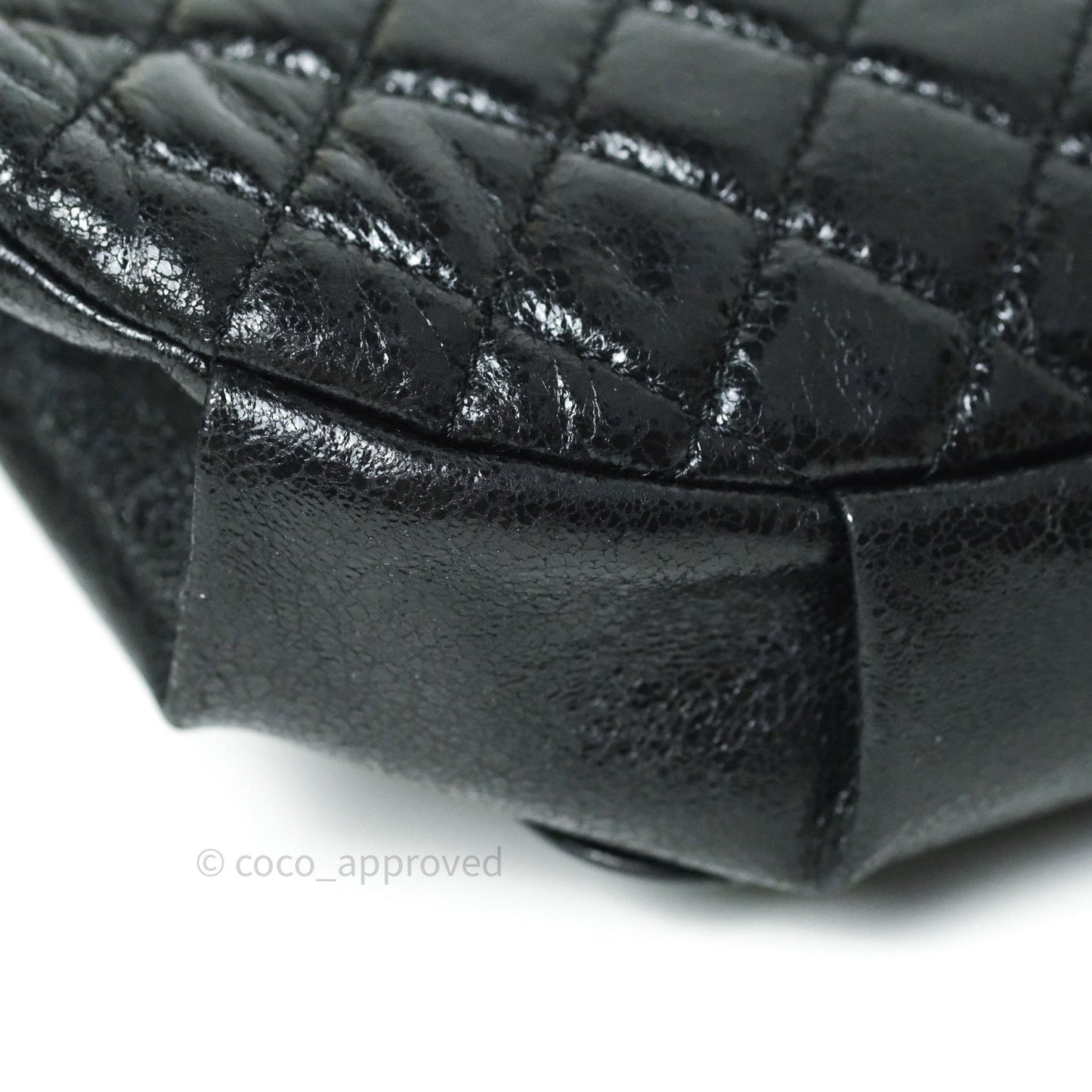 Chanel Black Glazed Calfskin Fanny Pack Belt Bag Gold Hardware