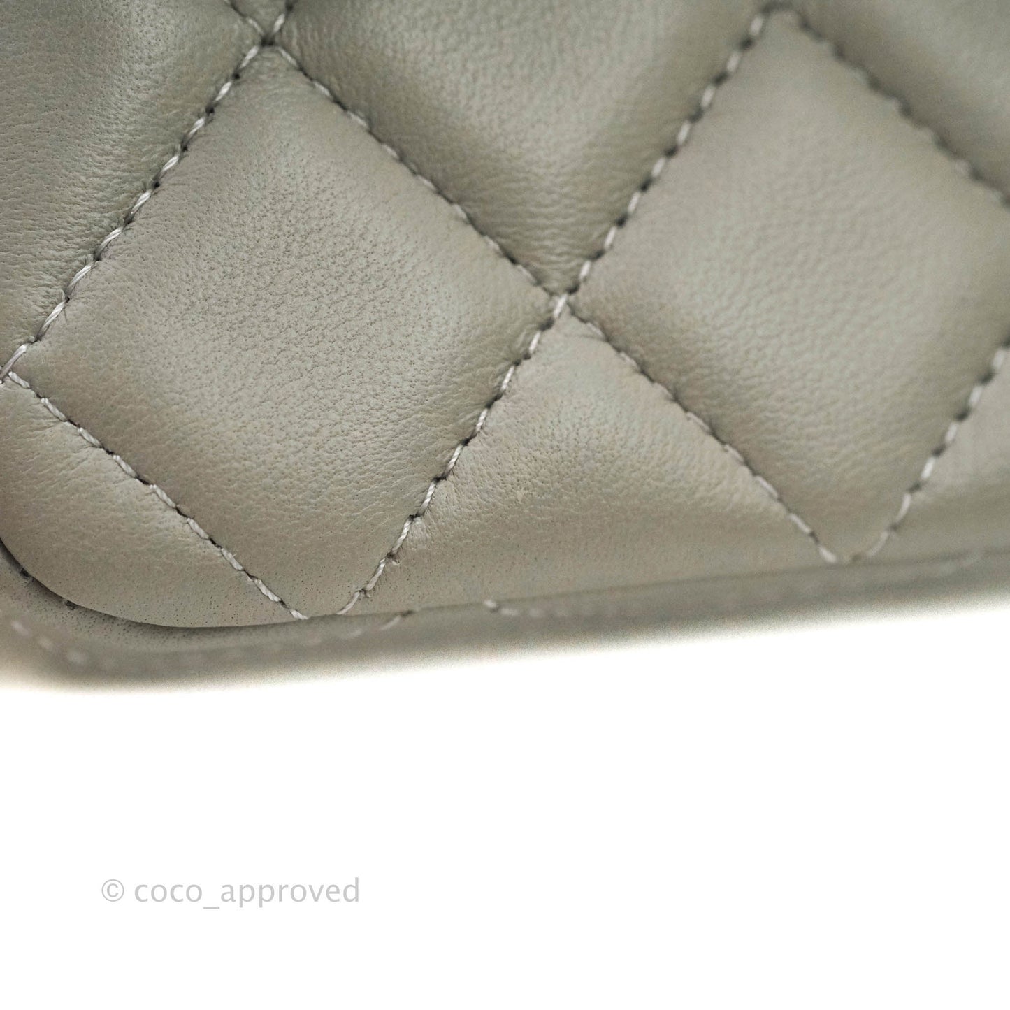 Chanel Quilted Mini Rectangular Flap Grey Lambskin Silver Hardware 19B