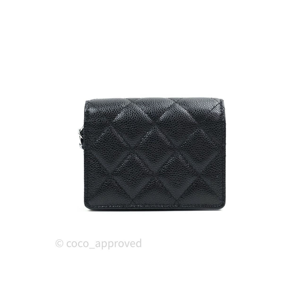 Chanel Mini Wallet With Chain Black Caviar Silver Hardware