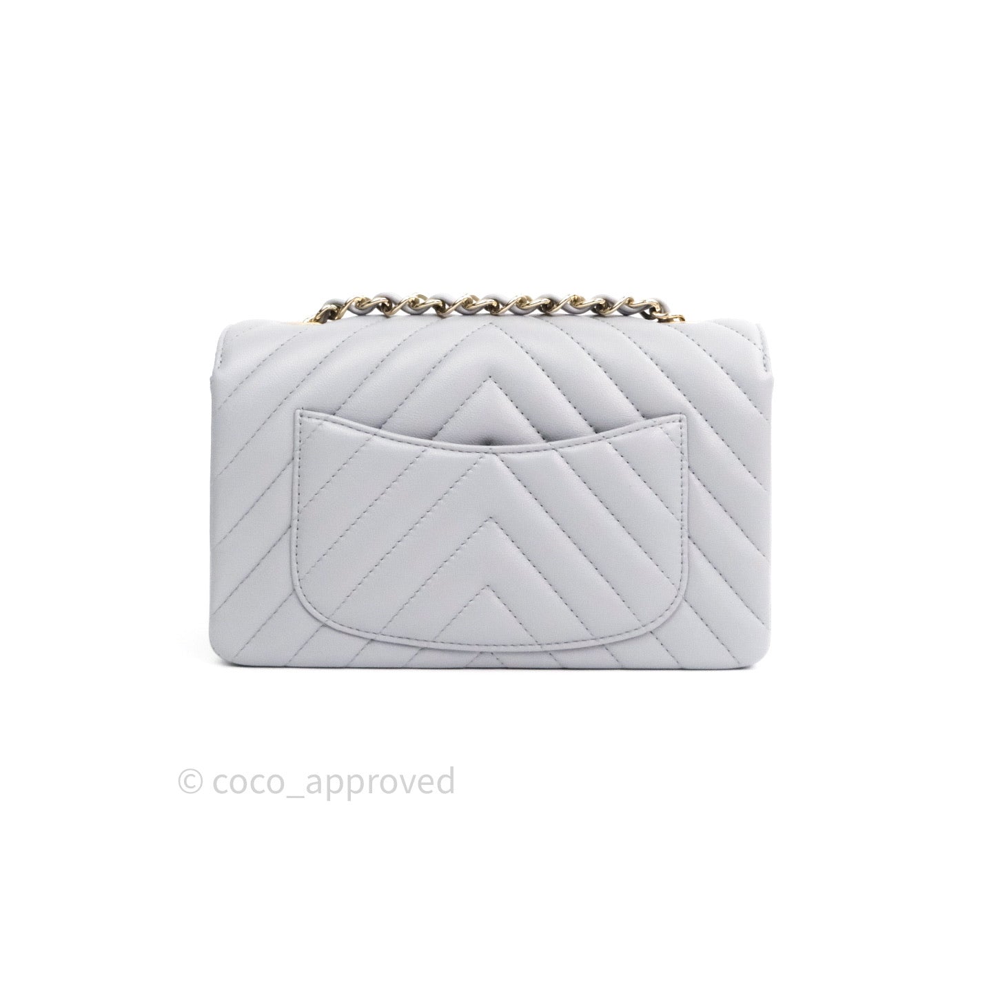 Chanel Quilted Mini Rectangular Grey Lambskin Gold Hardware