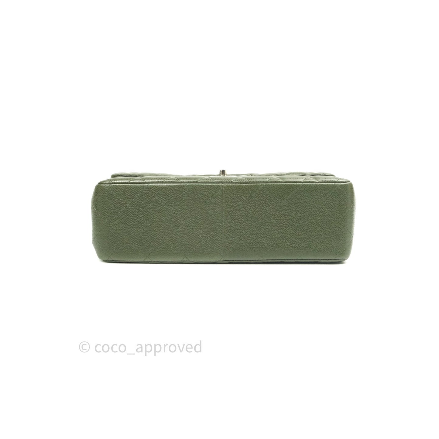 Chanel Classic Jumbo Double Flap Quilted Green Caviar Silver Hardware⁣⁣