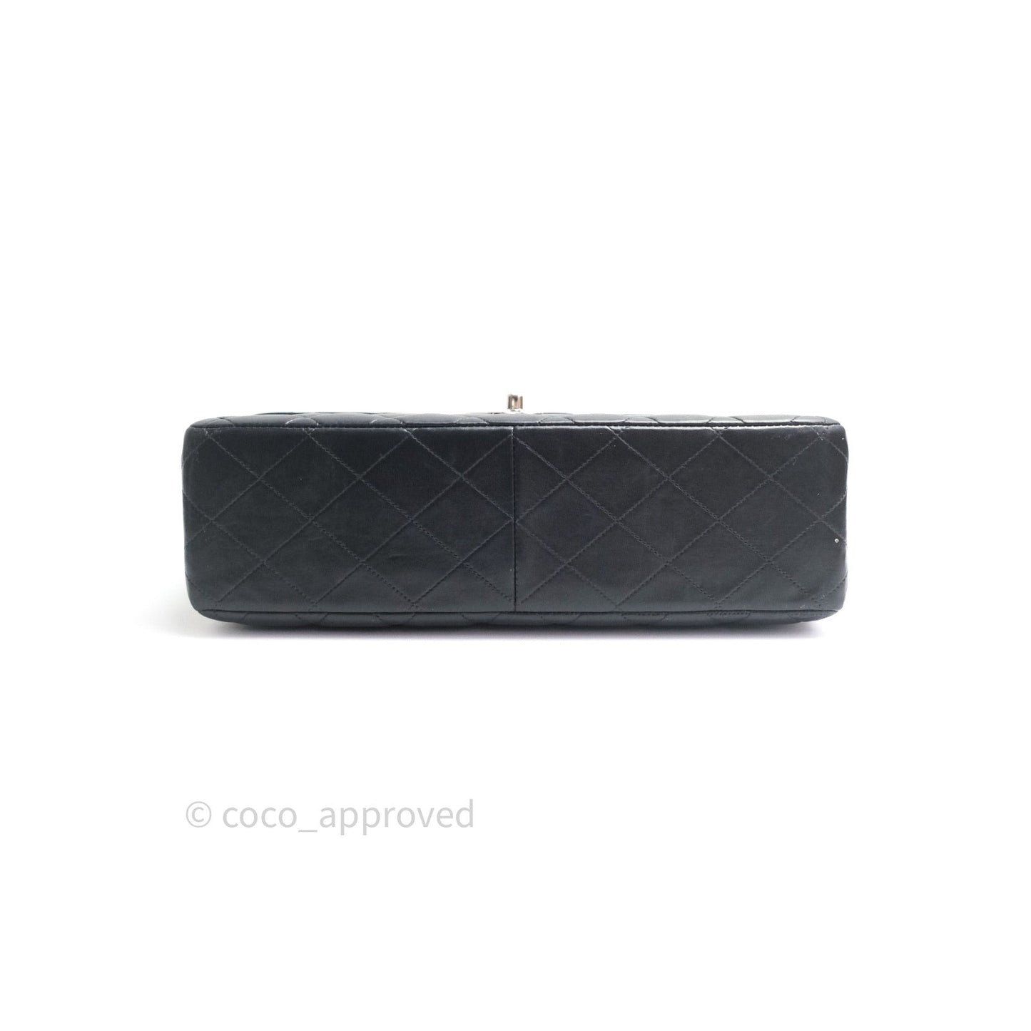 Chanel Classic Vintage Jumbo Single Flap Black Lambskin Silver Hardware