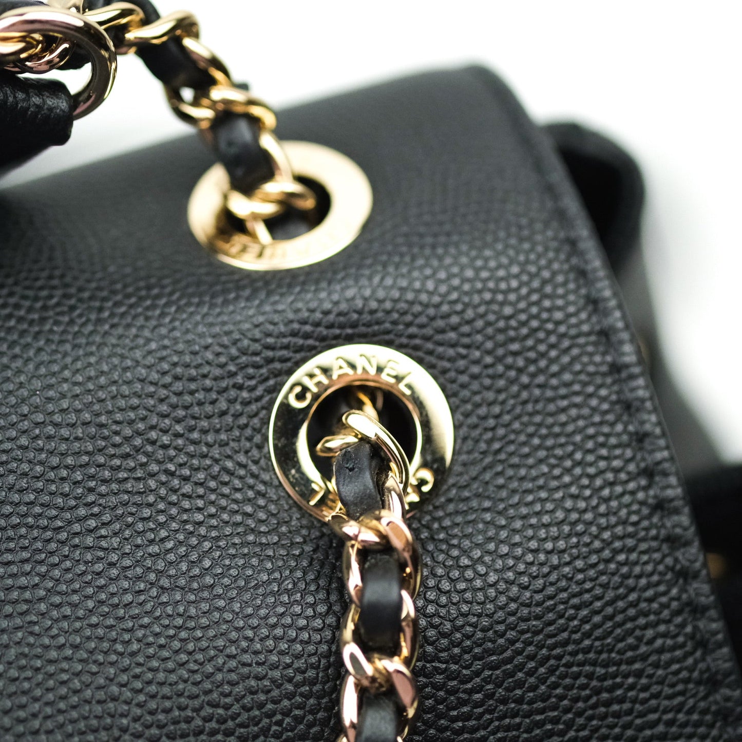 Chanel Quilted Business Affinity Backpack Black Caviar Light Gold Hardware