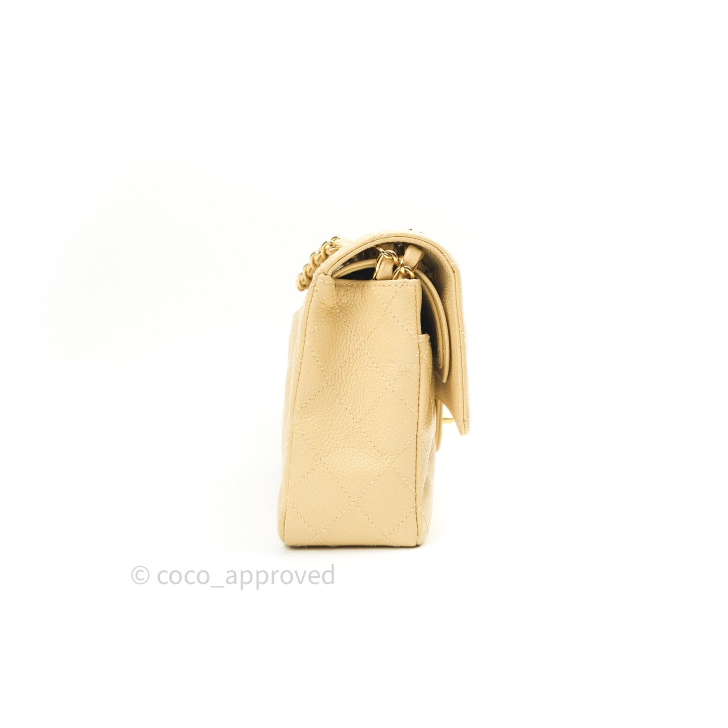 Chanel Vintage Classic Double Flap M/L Beige Caviar 24K Gold Hardware