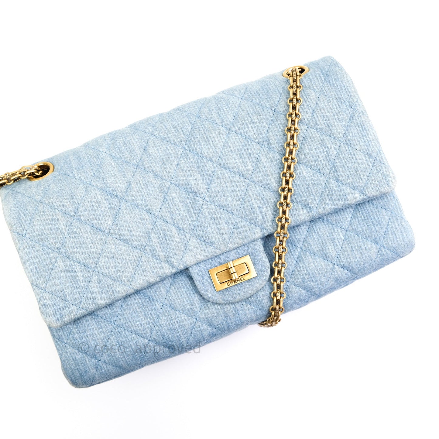 Chanel Reissue Quilted Denim Blue Gold Hardware 226