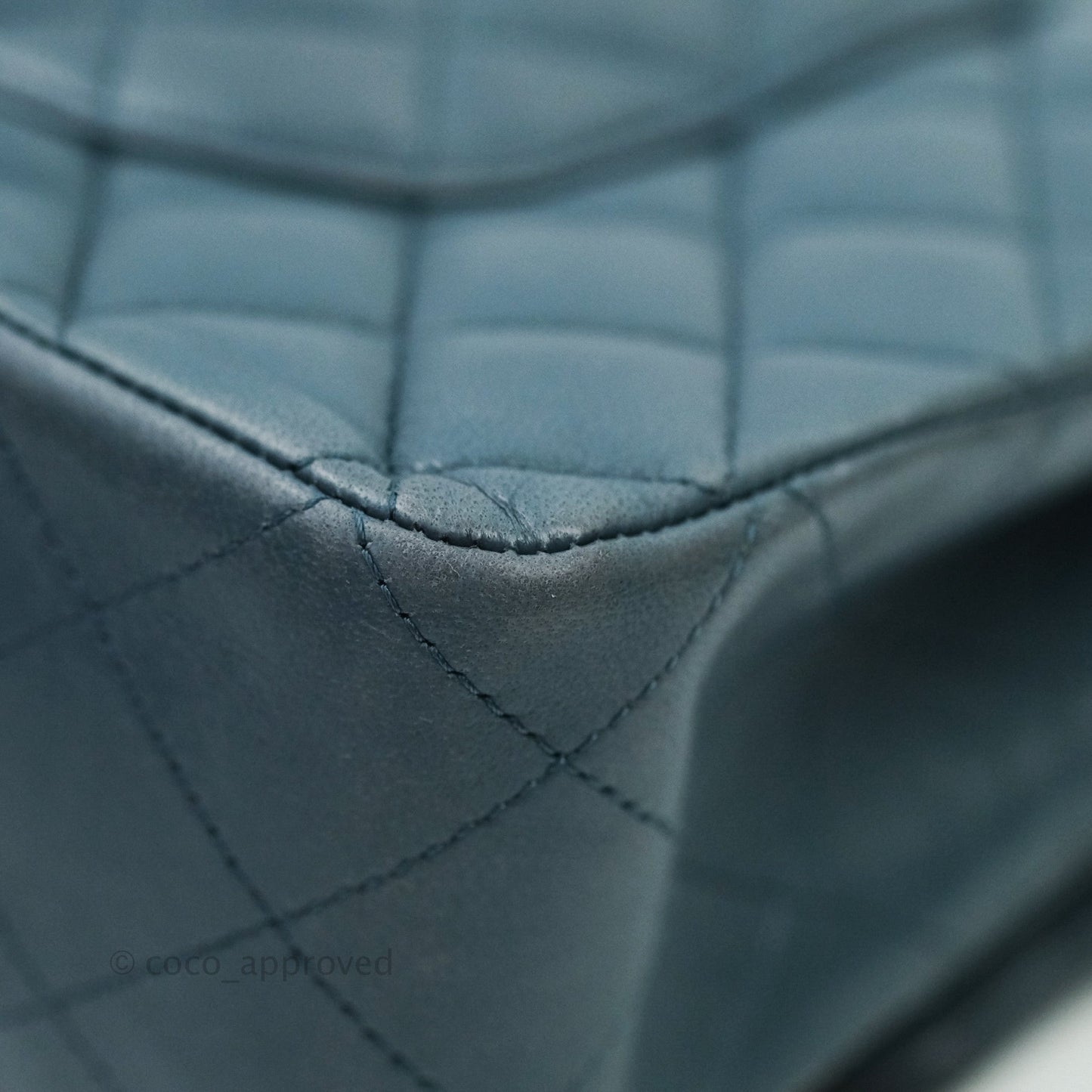 Chanel Classic M/L Medium Double Flap Blue Silver Hardware