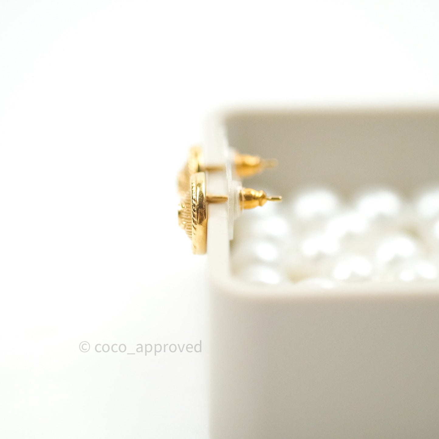 Chanel CC Earrings Gold Tone 18A