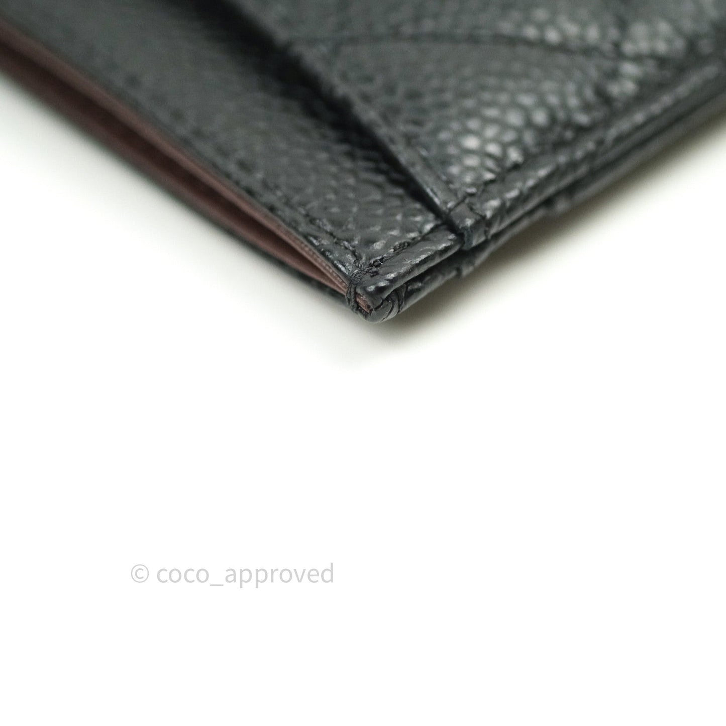 Chanel Black Classic Caviar Flat Card Holder Silver Hardware