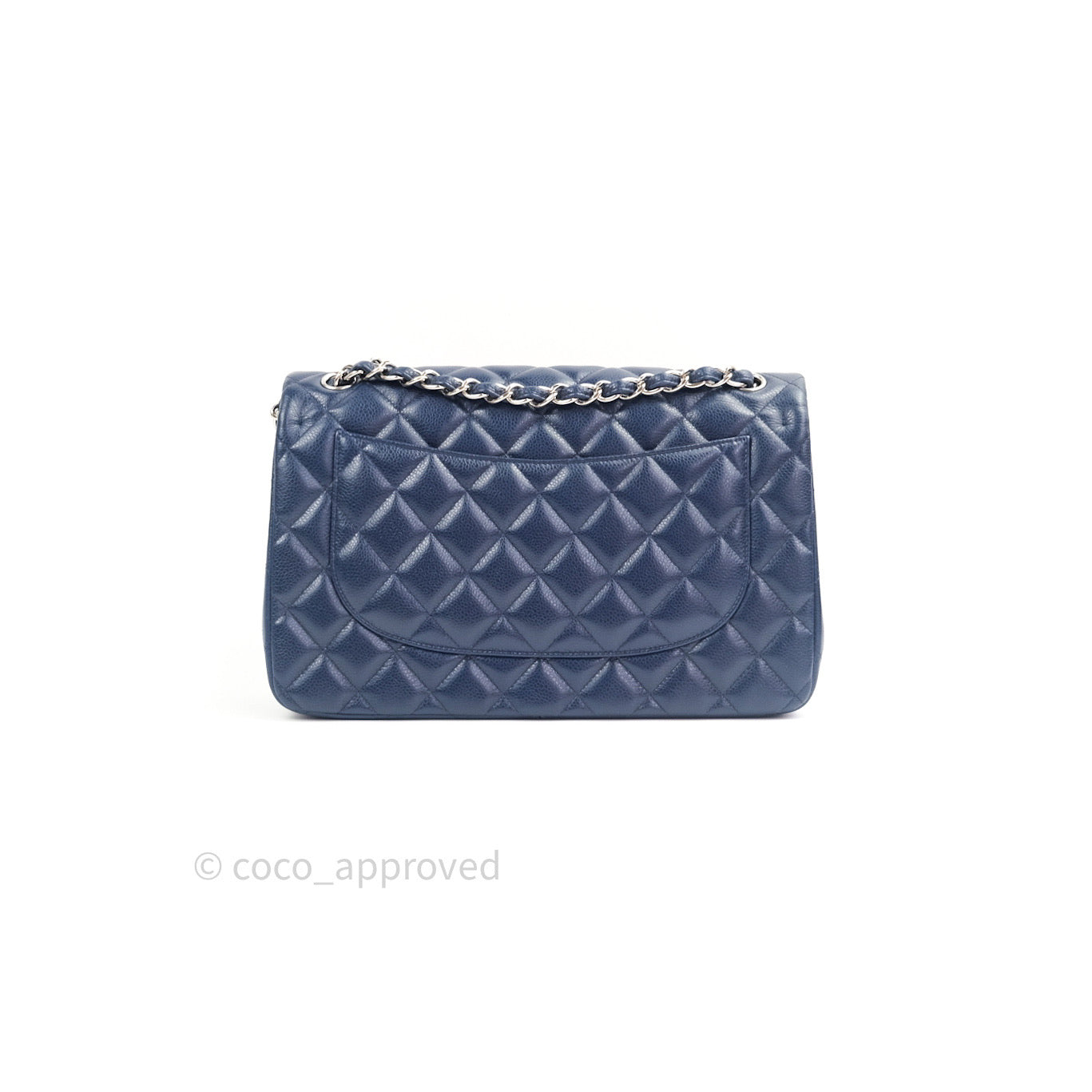 Chanel Classic Jumbo Quilted Double Flap Blue Caviar Silver Hardware⁣⁣