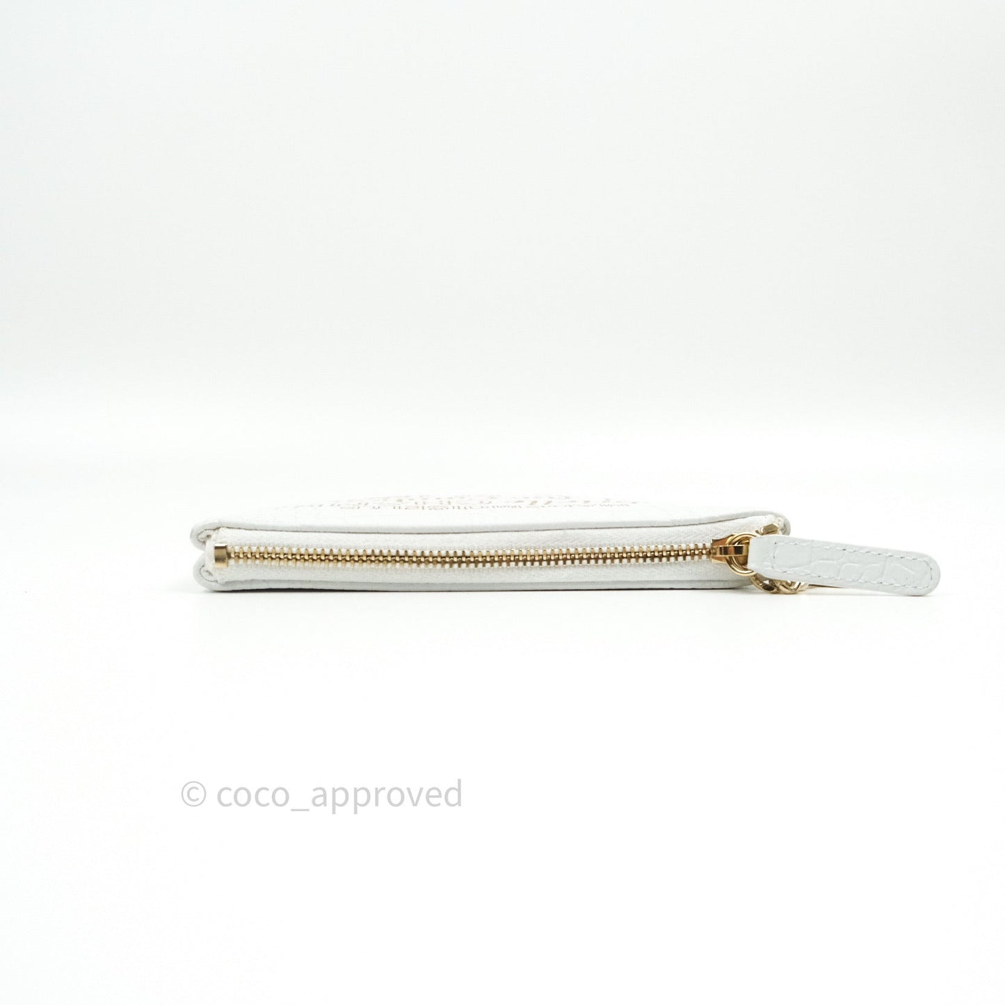 Chanel Calfskin Crocodile Embossed Mini O Case White Gold