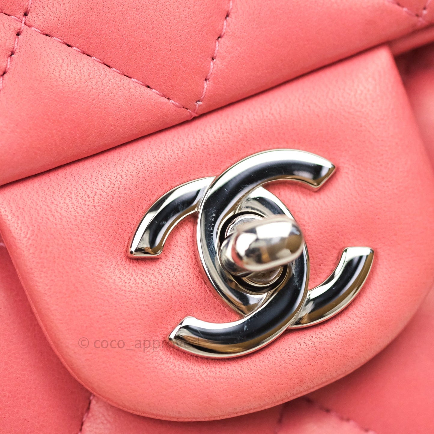 Chanel Quilted Mini Rectangular Pink Lambskin Silver Hardware