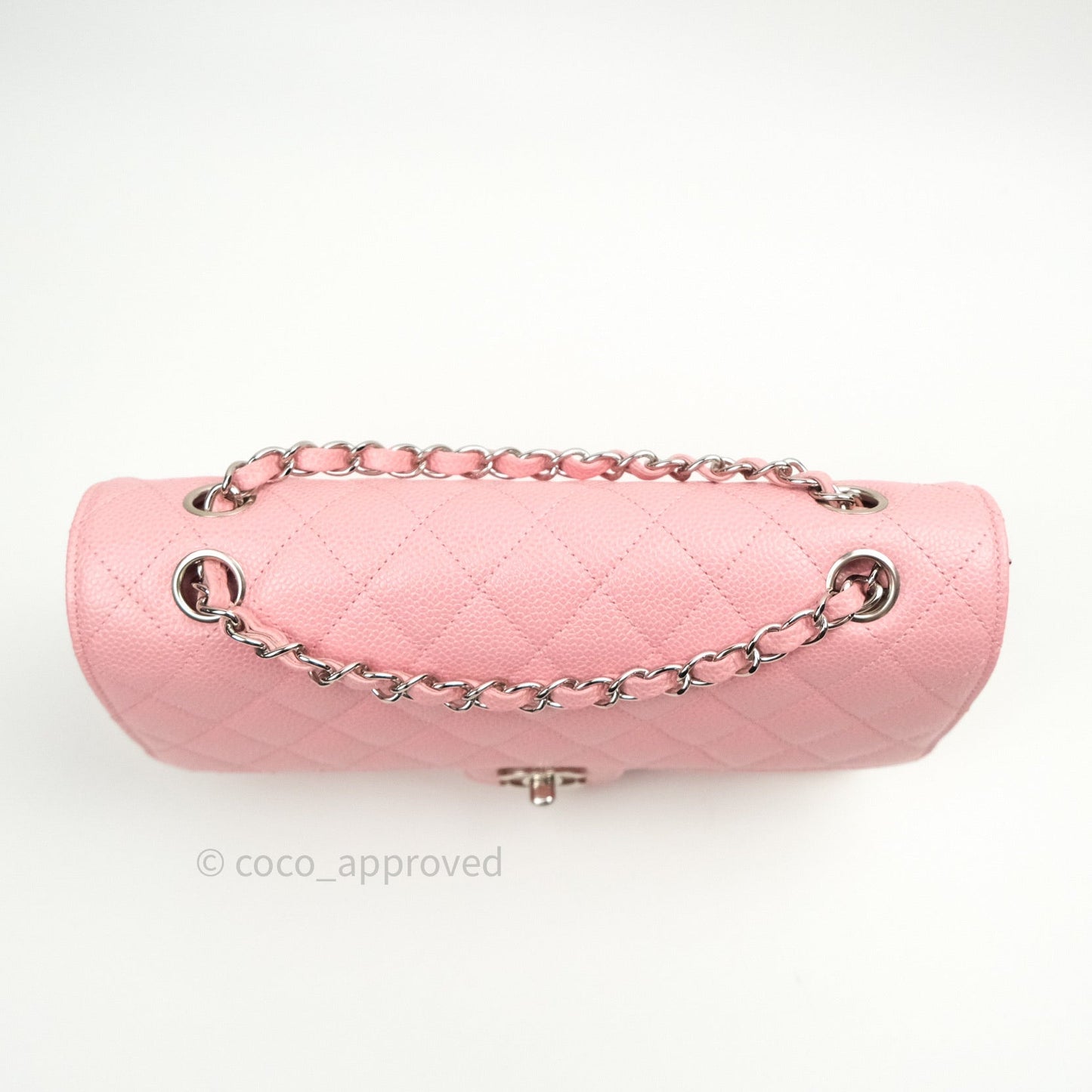 Chanel Classic M/L Medium Double Flap Bag Pink Caviar Silver Hardware