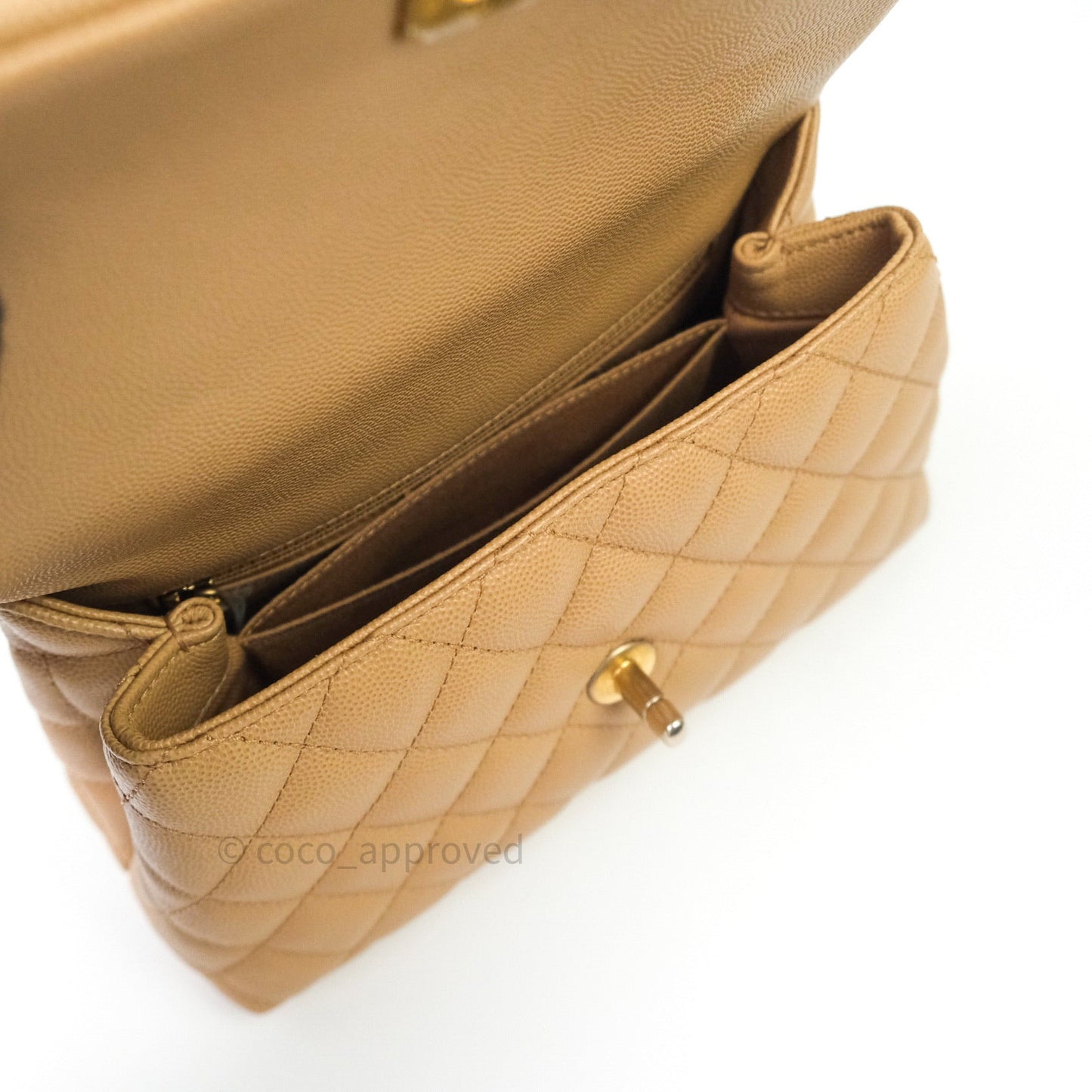Chanel Mini Coco Handle Quilted Beige Caviar Gold Hardware Lizard Embossed Handle